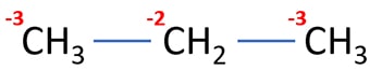 oxidation numbers of carbon atoms in propane C3H8